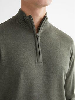 Fermuarl? Dik Yaka Erkek Triko Kazak