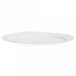 "Совершенство" Блюдо овальное фарфоровое 247х176х20мм, белый, рельефный декор, волнистый край (Китай)