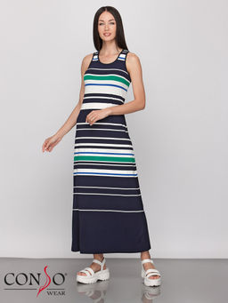Conso/WDS190911 - navy/green Платье Женское