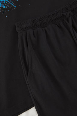 TRENDYOL MAN Siyah Regular Fit Game Bask?l? Orme Sortlu Pijama Tak?m? TMNSS25PT00075 - Trendyolmilla фото 3
