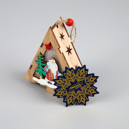 Ёлочная игрушка Ёлочка с Дедом Морозом, 12х10х3 см, 1 LED, от батареек, свечение тёплое белое - Luazon lighting фото 4