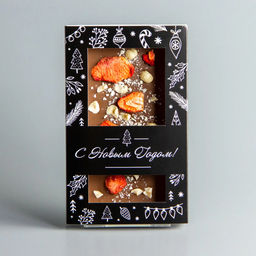 МОЛОЧНЫЙ ШОКОЛАД С КЛУБНИКОЙ И ФУНДУКОМ, НОВОГОДНЯЯ КОРОБОЧКА #6