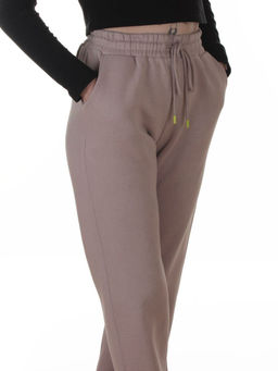 2617 GRAY/BEIGE Брюки спортивные утепленные женские (85% хлопок, 10% полиэстер, 5% спандекс)