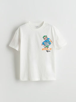 Bisiklet Yaka Bask?l? Erkek ?ocuk Ti??rt