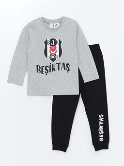 Bisiklet Yaka Be?ikta? Bask?l? Uzun Kollu Erkek Bebek Pijama Tak?m?