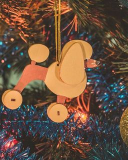 Елочная игрушка - Пудель пшеничный 290-3