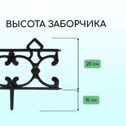 Ограждение декоративное, 30×290 см, 5 секций, пластик, чёрное, «Парковый»
