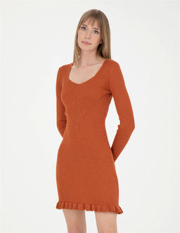 Kiremit Ex. Slim Fit Triko Elbise