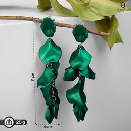 Серьги ассорти Ветер грация, цвет зелёный в золоте