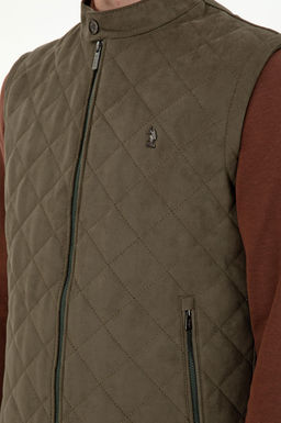 Мужская кожаная куртка цвета хаки - U.s. polo assn фото 7