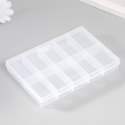 Шкатулка пластик для мелочей "Прямоугольная" прозрачная 10 отделений 9х13х1,7 см