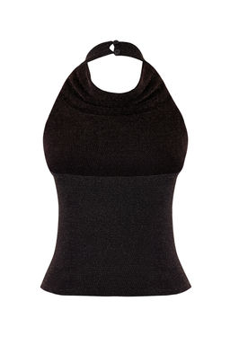 Alt?n Yuksek Degaje Yaka Simli Orme Party Bluz TPRSS26BZ00005