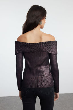 Alt?n Carmen Yaka Varakl? Triko Kazak TWOAW25KZ00152 - Trendyolmilla фото 10