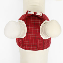 Комплект с мягкой шлейкой Клетки, размер M, поводок, 120 х 1,5 см, ОГ 34-66 см, красный - Пижон фото 6