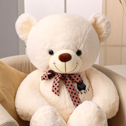 Мягкая игрушка Мишка, с бантом в горошек, 100 см, цвет белый - Simaland фото 2