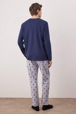 Bordo Geyik Bask?l? Regular Fit Orme Pijama Tak?m? TMNAW25PT00040