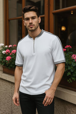 TRENDYOL MAN Beyaz Regular/Normal Kesim Biyeli Hakim Yaka Polo Yaka T-shirt TMNSS25PO00016