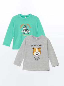 Bisiklet Yaka Uzun Kollu Erkek Bebek Ti??rt 2li