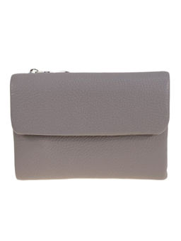 Женское портмоне из натуральной кожи, цвет светло серый