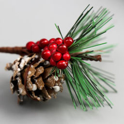 Цена за 12 шт. Декор для творчества «Рябинка с шишкой» 8.5 см