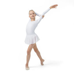 Купальник для хореографии Grace Dance, юбка-сетка, с длинным рукавом, р. 30, цвет белый  фото 5