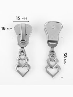 Бегунок для молнии «Трактор», №8, «Сердца», 10 шт., цвет никель
