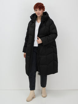 Пальто зимнее Visdeer 7702Ch женское утепленное 240 г/м² черное  фото 15