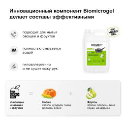 Средство для мытья посуды, овощей и фруктов, Яблочный цвет WONDER lab, 5л  фото 5