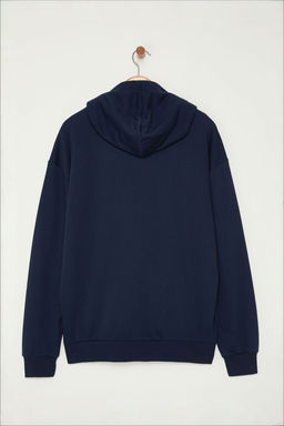 Lacivert Oversize/Genis Kesim C?tc?t Detayl? Basic Kapusonlu Sweatshirt TMNAW25SW00109 - Trendyolmilla фото 8