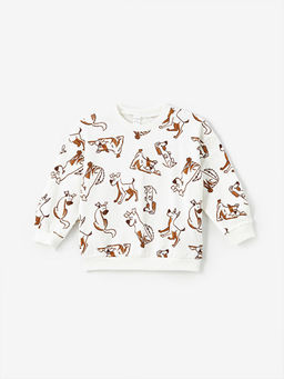 Bisiklet Yaka Bask?l? Erkek ?ocuk Sweatshirt