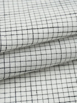 Пестрядь Мелкая клетка - штрих цв.белый, ш.1.45м, хлопок-100%, 100гр/м.кв - Купава фото 5