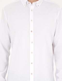 Рубашка Pierre Cardin Slim Fit белая с длинным рукавом