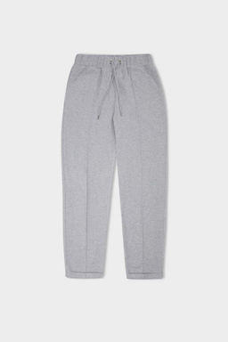 Базовые прямые длинные брюки с эластичной резинкой на талии и карманами стандартной посадки, складные штанины