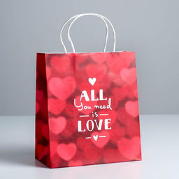 Пакет подарочный крафт All you need is love, 22 25 12 см