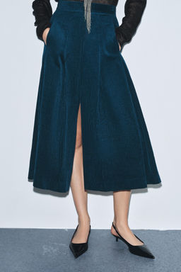 ZW COLLECTION CORDUROY MIDI SKIRT - Zara фото 2