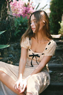 POLKA DOT PRINT DRESS WITH CONTRAST BOW - Zara фото 3