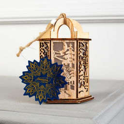 Ёлочная игрушка Фонарь с домиком, 13х9х9 см, от батареек, свечение тёплое белое - Luazon lighting фото 5