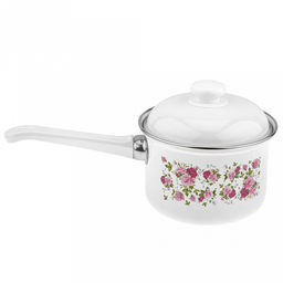 Китайская роза Ковш эмалированная 1,5л, форма цилиндрическая, металлическая крышка (Россия)