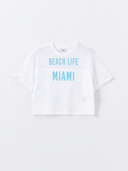 Bisiklet Yaka Bask?l? K?sa Kollu K?z ?ocuk Ti??rt