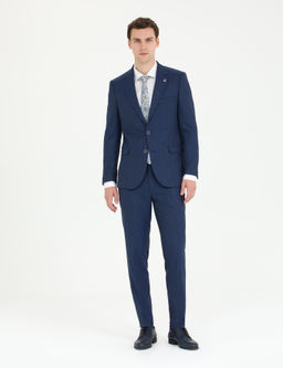 A__k Lacivert Ekstra Slim Fit Tak_m Elbise