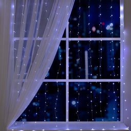 Гирлянда Занавес 2?2 м роса, IP20, серебристая нить, 300 LED, свечение белое, 12 В