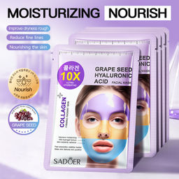 SADOER Гидрогелевая маска для лица с гиалуроновой кислотой и экстрактом виноградных косточек 10X ULT