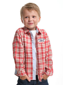 Рубашка в клетку классический стиль UD 7976 клетка желтая - Mini maxi фото 11
