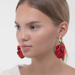 Серьги ассорти Ветер мятые треугольники, цвет красно-золотой - Qf фото 3