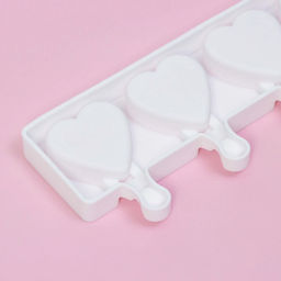 Форма для мороженого Доляна Сердца. Макси, силикон, 49?6.5?2 см, 8 ячеек, палочки 50 шт., белая