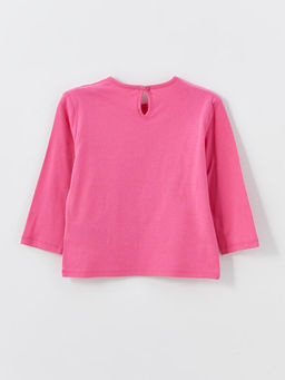 Bisiklet Yaka Uzun Kollu Bask?l? K?z ?ocuk Ti??rt 2li