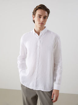 Slim Fit Uzun Kollu %100 Keten Erkek G?mlek