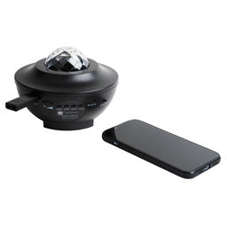 ULI-Q333 6W/RGBW BLACK Светодиодный светильник-проектор с Bluetooth. Проекция "Звездное небо". Встроенный MP3 проигрыватель, 2 колонки, USB разъем. Пульт ДУ (в/к). Черный. ТМ Volpe