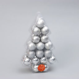 Ёлочные игрушки Серебристые узоры, шары новогодние, d=5 см, набор 34 шт., серебро - Зимнее волшебство фото 2