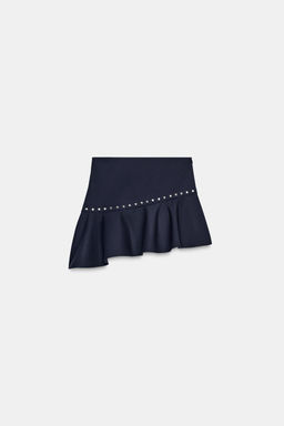 ASYMMETRIC RUFFLED SKIRT WITH STUDS